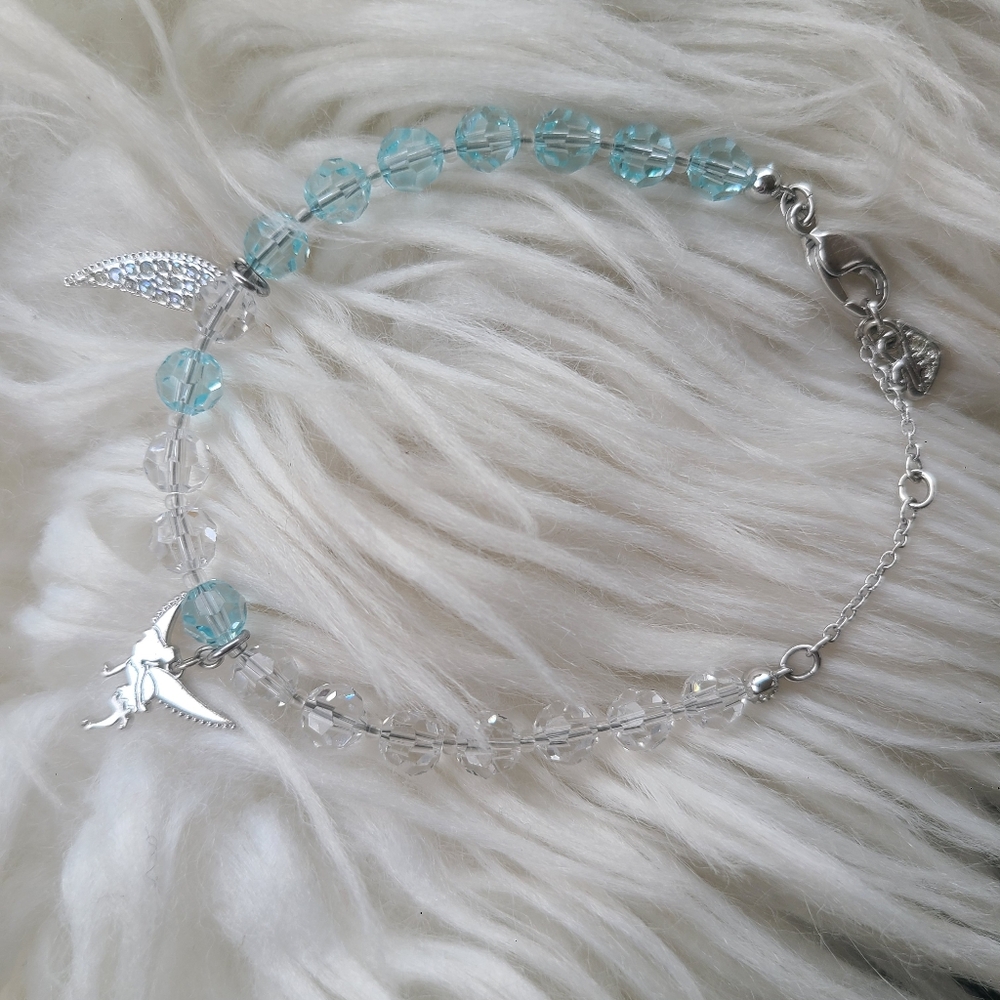 Swarovski Crystal Blue and Clear Crystal Tinkerbell Disney Bracelet Great Condit